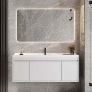 Modern <b>Bathroom</b> Furniture <b>Bathroom</b> Storage <b>Cabinet</b> Quartz Stone <b>Bathroom</b> Vanity With Silver Light Mirror - Product Image 4