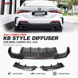 Difusor Trasero de 3 Piezas Estilo KB de Fibra de Carbono Seca con LED para <span class=keywords><strong>BMW</strong></span> Serie 4 G22 G23 430i M440i Coupé Convertible <span class=keywords><strong>2020</strong></span>+ - Product Image 1