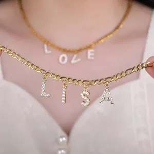 Модное позолоченное изысканное ожерелье из нержавеющей стали с 26 буквами, подвесками и именем