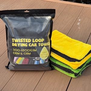 High Grade Custom 40*40cm 1200gsm Microfiber Car Wash <b>Towel</b> Edgeless Twisted Loop <b>Drying</b> <b>Towel</b> for Car Detailing and Care - Product Image 1