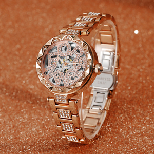 Orologio da <span class=keywords><strong>Donna</strong></span> Forsining di Lusso Meccanico Automatico in Acciaio Inossidabile Color Oro alla Moda - Product Image 4