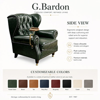 Fauteuil Chesterfield classique en cuir véritable marron capitonné avec dossier haut pour bar à domicile et salon de cigares