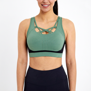 Yoga Sports Bra High Support Breathable Spandex/Nylon Sweat-Wicking Quick Dry Shockproof <b>Vest</b> Front Customizable Women Running - Product Image 1