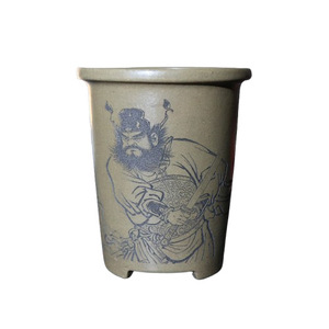 Hand Carved Small Purple <b>Clay</b> <b>Flower</b> <b>Pot</b> Red And Gray <b>Clay</b> Zhang Fei Style Desktop Bonsai Planter - Product Image 5