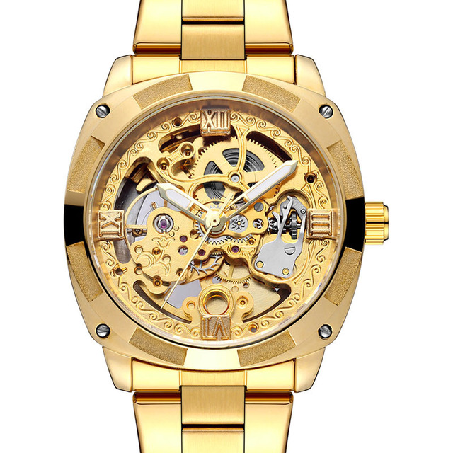 Brand Men's Mechanical Wrist Watches Waterproof Stainless Steel Strap Luminous Hollow Fashion Business Mechanical Watch for Men