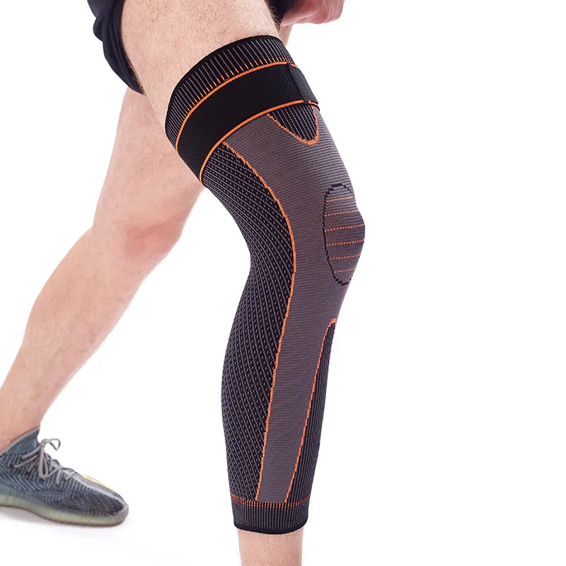 New Design Leg Long Sleeve Knitted Compression Knee sleeve Full Leg Knee Support Brace for Sports