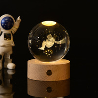 Boule de cristal 3D, cube de lune transparent, poli à la main, base d'affichage LED, artisanat K9 pour cadeau, souvenir ou décoration