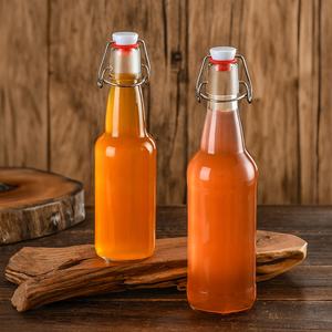 16 oz. Bouteille en verre à couvercle oscillant de style Grolsch avec entonnoir Extrémité ouverte facile pour l'emballage de bocal en verre de brassage de bière Kombucha <span class=keywords><strong>Kiefer</strong></span> - Product Image 2