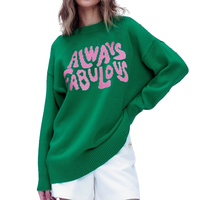 Pull en tricot tendance d'hiver de haute qualité avec motifs de lettres, logo personnalisé, pull thermique à col rond pour femmes