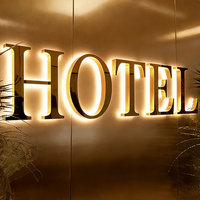 Enseigne lumineuse LED personnalisée en lettres 3D pour devanture de magasin, lettres en relief dorées, signalétique de magasin, lettres rétroéclairées en métal miroir pour entreprises