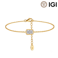 Bracelet RINNTIN LBB03 en or massif 18 carats avec diamants de laboratoire, chaîne rolo fine et élégante, certifié IGI, bijoux fins.