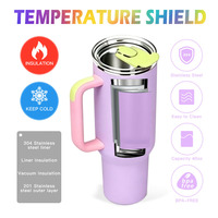 Gobelet isotherme de voyage en acier inoxydable 40 oz OEM/ODM avec poignée, logo personnalisable au laser, couvercle rabattable anti-fuite, pour extérieur et support de voiture