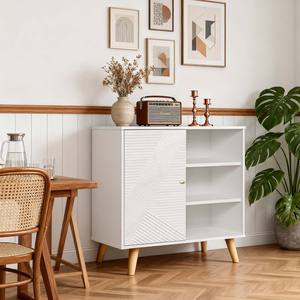 <span class=keywords><strong>Buffet</strong></span> moderne de style nordique, <span class=keywords><strong>blanc</strong></span>, en <span class=keywords><strong>bois</strong></span>, avec porte à motif diagonal, étagères ouvertes, écologique, pour la vie quotidienne - Product Image 1