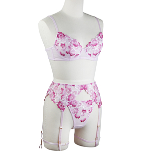 Hot Sexy Shinny Satin Đồ Lót Bodysuit Set Thời Trang Eo Miễn Phí Kích Thước Thêu Trang Trí Rắn Mô Hình Áo Ngực Panty Biểu Tượng Tùy Chỉnh - Product Image 3