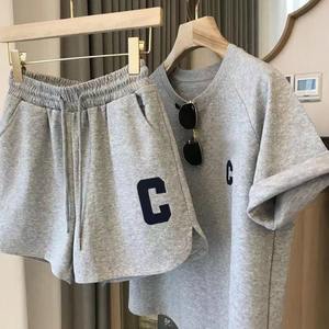 Hot verkopende zomer dames shorts set casual effen kleur shorts sweatshirt set sport hardlopen 2-delige set - Product Image 3