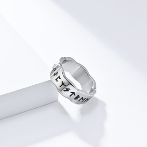 Nordic Viking Letter <b>Titanium</b> Steel <b>Ring</b> Men's Punk Jewelry Gift Fashion <b>Rings</b> - Product Image 4