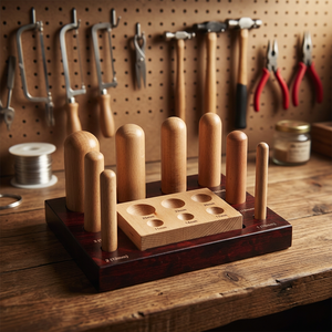 Eagle Tools <b>Wood</b> Dapping Punches Set of 8 with Block 2.000kg Jewelry Making Supplies Kit From India - Product Image 2