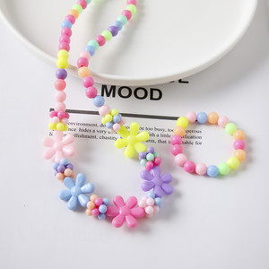 Childrens Necklace And <b>Bracelet</b> <b>Set</b> Colorful Acrylic Flower Jewelry For Girls Gift - Product Image 4