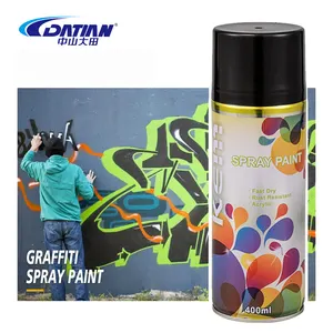 Datian bán buôn màu đen graffiti phun sơn 400ml không có không khí máy nén graffiti phun sơn