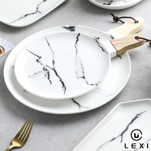Ensemble d'assiettes en céramique assiette de service assiette à steak en porcelaine motif de marbre de style nordique de qualité alimentaire personnalisée pour <span class=keywords><strong>restaurant</strong></span> à usage domestique - Product Image 2