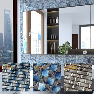 Blue Gradient Tactile Relief Glass Mosaic Wall Tile Elegant Ambience Featured Wall Cladding Spiffy Backsplash Swimming Pool Bath