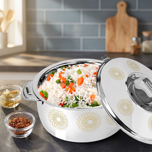 Round stainless steel Non-Stick Casserole <b>Pot</b> With Stainless Steel <b>Lid</b> Flower Design For Gas And Induction Cooker - Product Image 2
