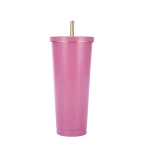 Gobelets isothermes en acier inoxydable 500-750 ml avec paille, tasses à café de voyage à design droit pour tous les utilisateurs - Product Image 2