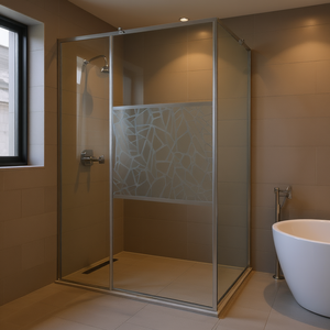 Paroi de douche en verre ESG 55,1x76,8 pouces, design pierre, sans cadre, pour rénovation de salle de bain - Product Image 2