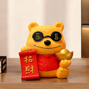 Lucky Bear Resin Ornament Feng Shui Design For Living Room New Year Decoration Gift - Product Image 2