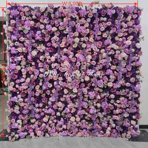 Populaire 8*8 pieds décorations murales de mariage fleur toile de fond décoration murale soie rose fleur artificielle panneau mural - Product Image 2