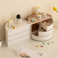 Boîte de rangement pour maquillage, table de maquillage rotative multifonctionnelle, boîte de rangement pour produits de soin de la peau, support de rangement pour rouges à lèvres et pinceaux de maquillage