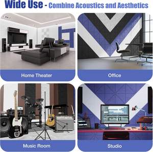 Lot de 12 panneaux acoustiques modernes de 12\" x 12\" x 0,4\", autocollants, panneaux insonorisants carrés, forme carrée pour studio de musique - Product Image 6