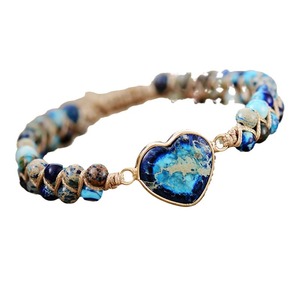 Imperial Stone Jewelry Heart-Shaped Turquoise Beaded <b>Adjustable</b> <b>Bracelet</b> For Gift Fashion String <b>Bracelets</b> - Product Image 5