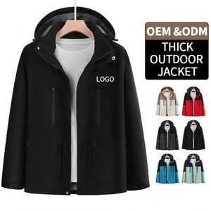 Outdoor Sports Polyester Custom Unisex Winter Softshell <b>Jacket</b> <b>Waterproof</b> Hooded Zipper Windproof Breathable Hiking Raincoat - Product Image 1