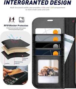 Étui de téléphone pliable en cuir artificiel de luxe, résistant aux chocs, pour S24 FE, avec porte-cartes de crédit - Product Image 5