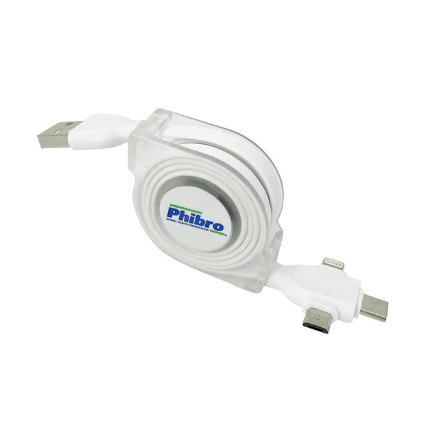 Multifunction Fast Charging 3 in 1 USB Cable Retractable Multiple Charging Cord