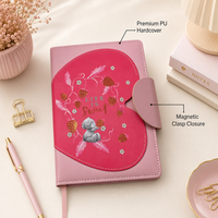 Carnet de voyage A5, design mignon, couverture rigide en cuir PU