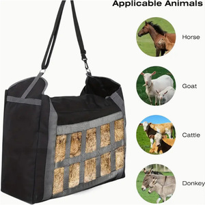 Large Capacity Hay Feeding Bag 60cm X 48cm X 25cm For Horse Livestock Feed <b>Storage</b> <b>Pan</b> Feeder Black 600d Material - Product Image 4