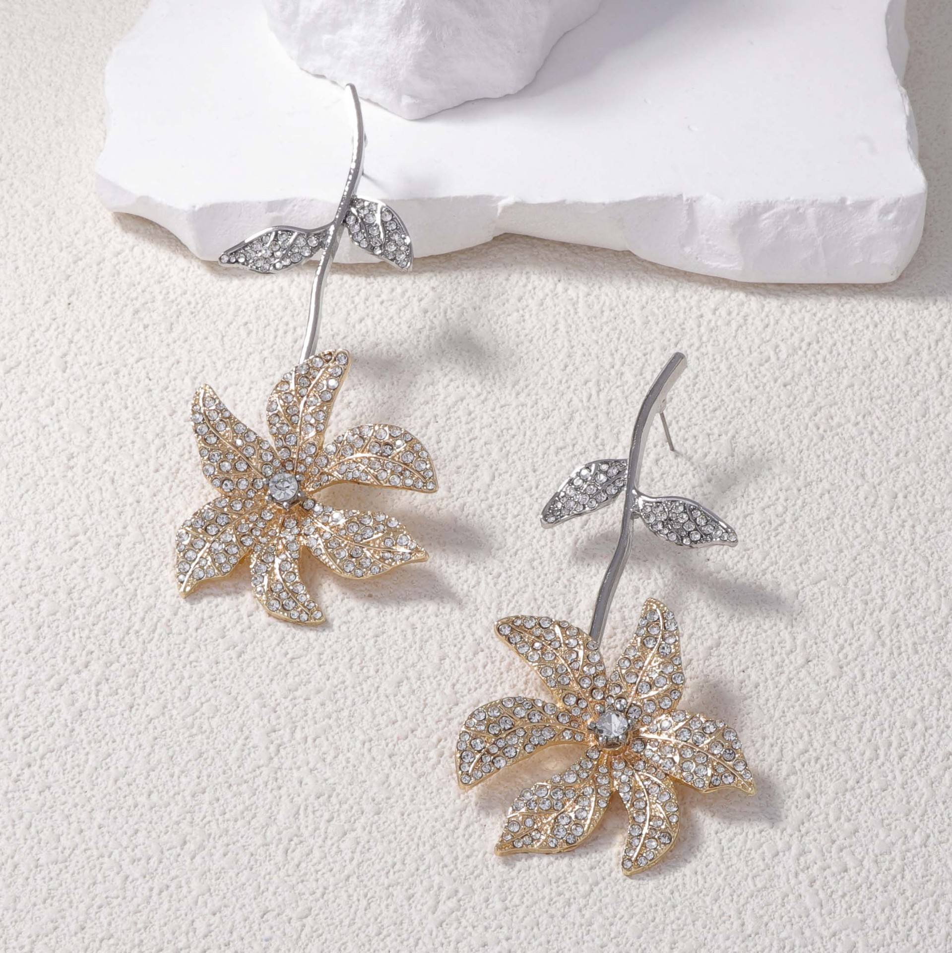 Gold flower earrings