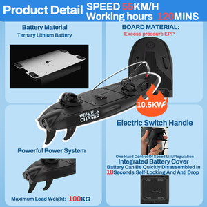 เจ็ทเซิร์ฟบอร์ด 14KW 50.4V ความเร็วสูง 55 กม./ชม. ทำจากโฟม EPP สำหรับเล่นเซิร์ฟในทะเล กีฬาทางน้ำ และการผจญภัย - Product Image 4