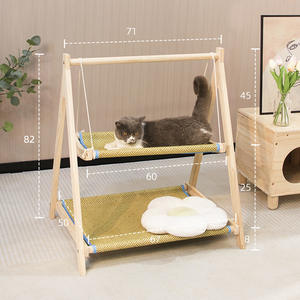Reines Massivholz-Katzenbett Katzenhöhle Ganzjährig Nutzbar Katzenhängematte Haustierbett Hängend Einlagiges Kätzchen-Schaukelbett Haustiernest - Product Image 4