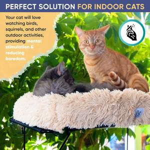 Hamac de fenêtre de chat écologique sans fil à motif solide perchoir lit hamac pliable d'intérieur tapis lavable amovible 4 ventouses - Product Image 2