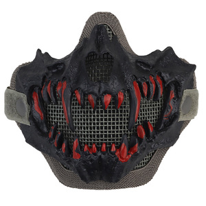 Máscara de Halloween con Colmillos, Máscara de Calavera de Media Cara, Correa Ajustable, Accesorios de Caza, Accesorios de Terror para Halloween - Product Image 2