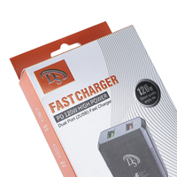 Boîte d'emballage pour câble de données USB à chargement rapide avec impression personnalisée par estampage à chaud, avec cintre, couleur noire, vente en gros