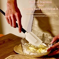 Ensemble de spatules en silicone de qualité alimentaire avec manche en bois, résistantes à la chaleur, pour crème, beurre, confiture, pâtisserie, mélange bleu