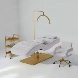 Lit de massage de luxe pour salon de beauté, en cuir noir, avec cadre en métal, vente chaude - Product Image 1