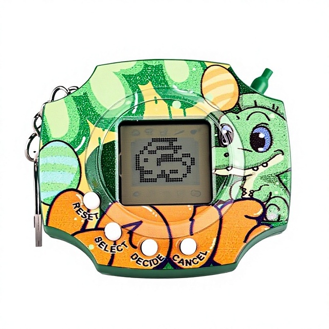 Classic Nostalgic Fun Educational Mini Plastic Dinosaur Handheld Virtual Pet Game Keychain Electronic Pet Toy for