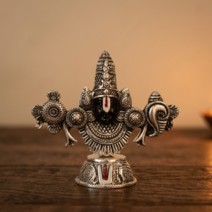 Murti de Balaji Plateado Pulido de 7.5 Pulgadas, Ídolo Religioso de Metal para Adoración Sagrada en el Hogar, Decoración de Templos y Regalos - Product Image 3