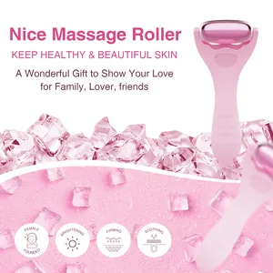Xu hướng sản phẩm 2024 New arrivals Băng mặt con lăn làm mát màu hồng Băng con lăn da mặt lạnh con lăn massage cho làn da nhạy cảm