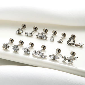 ต่างหูไทเทเนียมแบบเจาะหู  แบบสั่งทำขายส่งจำนวนมาก  ประดับเพชร CZ  สำหรับเจาะกระดูกอ่อนหู  เฮลิกซ์  และเครื่องประดับเจาะร่างกาย - Product Image 4